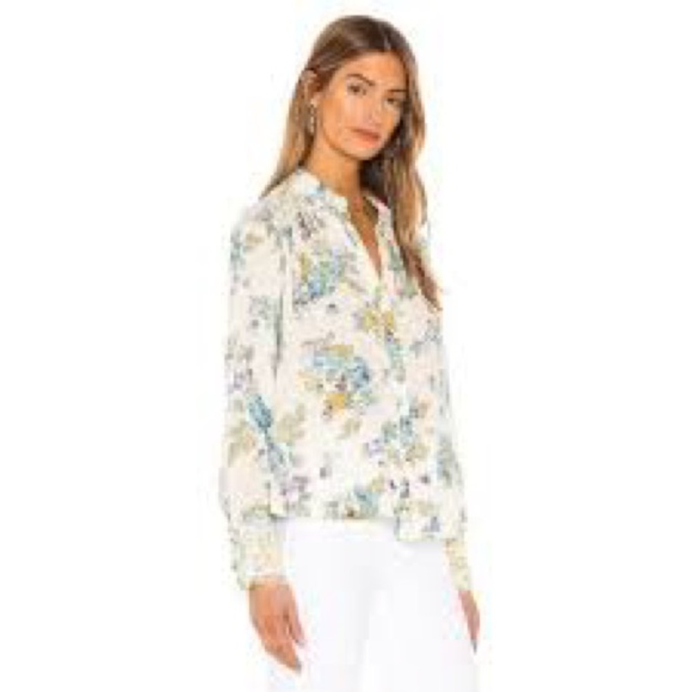 Free People Hold On To Me Floral Ivory Lightweight Boho Style Blouse Size Small